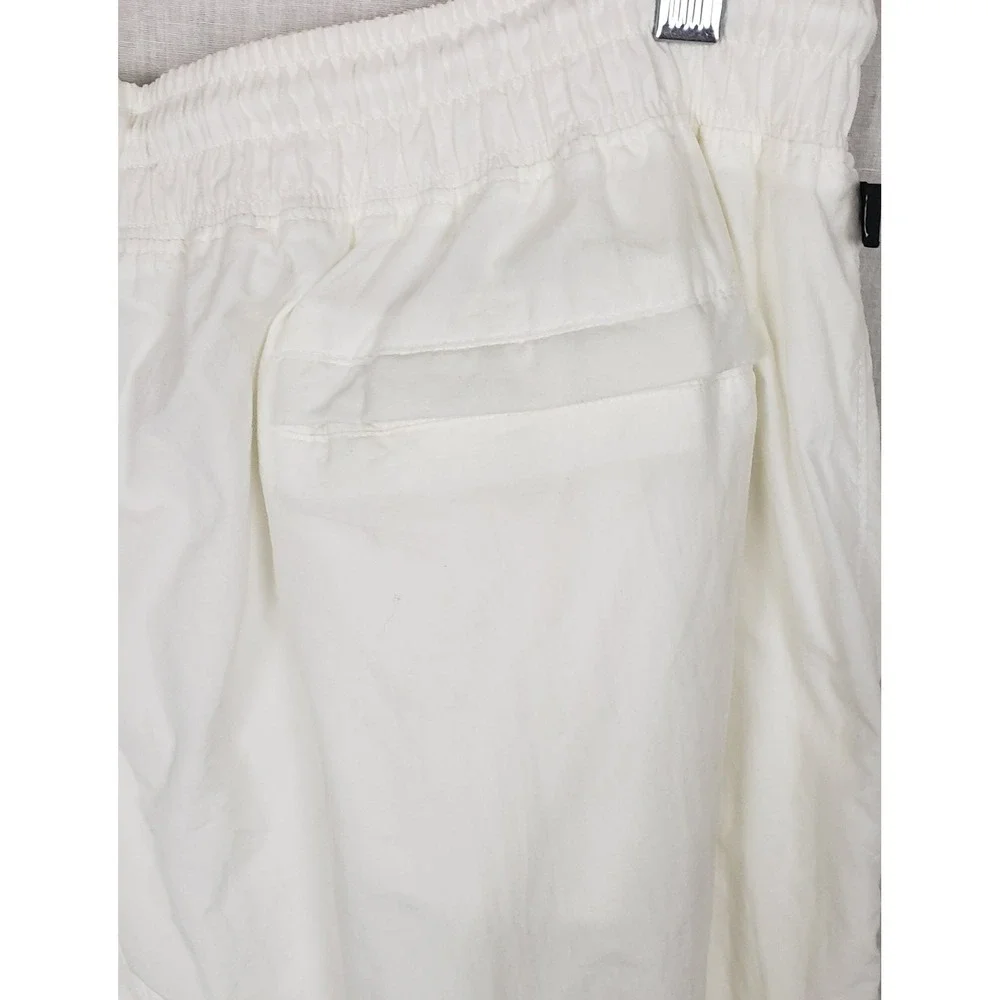 Jordan Mens White Nylon Track Pants Bungee Cinch Joggers Jumpman L Activewear